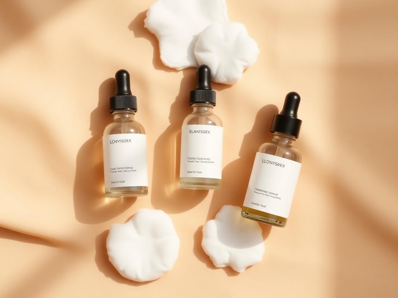Serum bottles in warm sunlight